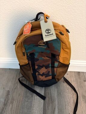 Timberland Men's Camo Front Backpack with Mustard Body